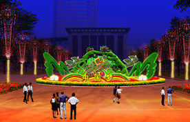 景观效果图 绿雕制作 花坛