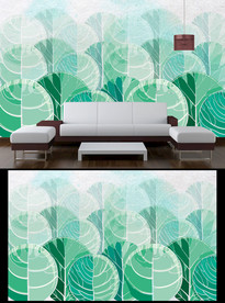 小清新树叶背景墙