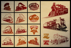 矢量复古蒸汽火车系列