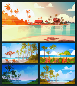 矢量海滩风景系列