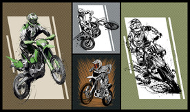 矢量手绘越野机车竞技