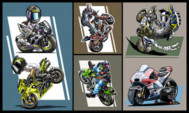 矢量手绘街车竞技文化系列