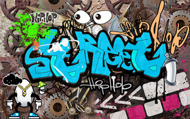 个性机械街头涂鸦工装背景墙