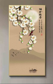 原创玄关手绘玉兰装饰画壁画