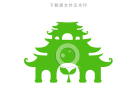 古建筑城楼剪影