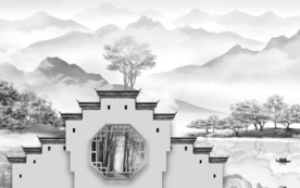 徽派新山水无框画 TIF分层