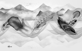 羽毛 山水无框画 TIF分层