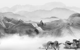 高档 山水无框画 TIF分层