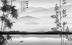 竹子无框山水画 tif分层
