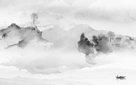 水墨无框山水画 tif分层