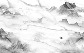 爵士白新款山水画 tif分层