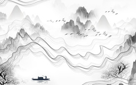 线条山水画高清画 TIF分层