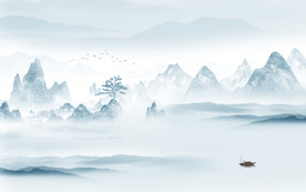 现代唯美山水画 tif分层