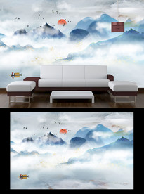 山水电视背景墙