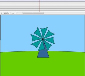 草原上风车转动的简单动画7秒