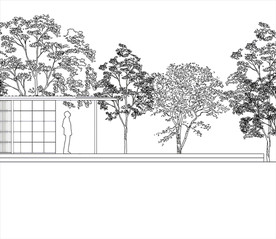 手绘线描建筑背景素材