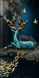 新中式麋鹿发财玄关