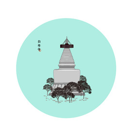 北京白塔寺建筑矢量图