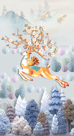 现代简约麋鹿玄关背景图