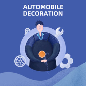 汽车人物 扁平人物 汽车美容