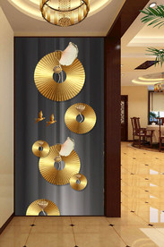 金色荷花玄关背景墙