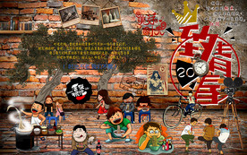 个性红砖墙致青春面馆工装背景墙