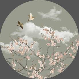圆形花鸟画 花鸟装饰画