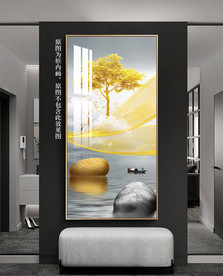 石来运转鹅卵石麋鹿装饰画