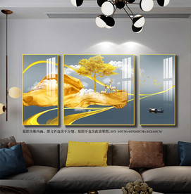 现代轻奢三联画 三联画 客厅画