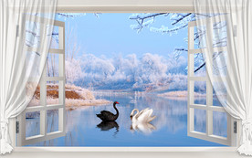 天鹅湖3D电视背景墙