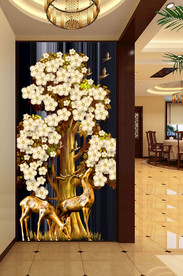 发财树玄关背景墙