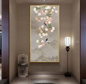 海棠花玄关背景墙