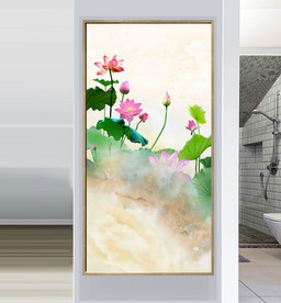 纹理荷花玄关背景墙