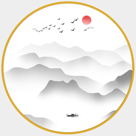 圆形山水画装饰画
