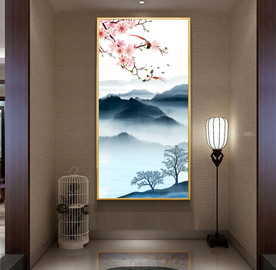 工笔花鸟玄关背景墙