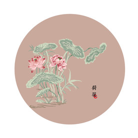 花卉中国风荷花矢量元素