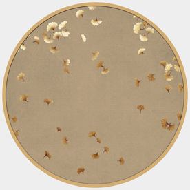 圆形山水圆形银杏叶装饰画