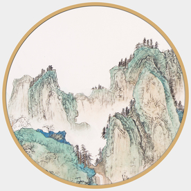 圆形山水画圆形水墨画圆形装饰画