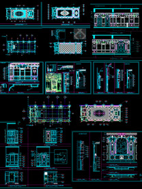 奢华法式背景墙图纸