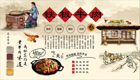 铁板牛肉背景墙