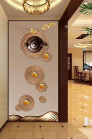 禅意玄关背景墙