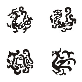 四大神兽青龙白虎朱雀玄武雕刻图