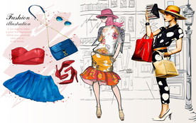 时尚购物广场工装背景墙