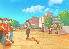 手绘安徽美景   独秀大道素材