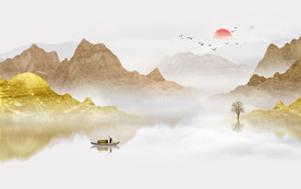 金色山水画