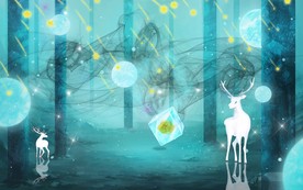 唯美手绘森林麋鹿