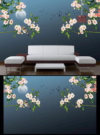 中式花鸟背景墙