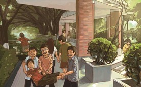 手绘广东金融学院学霸