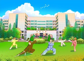 手绘韩山师范理科楼太极健身素材