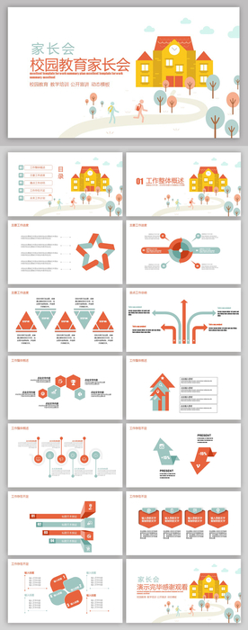 校园教育家长会PPT